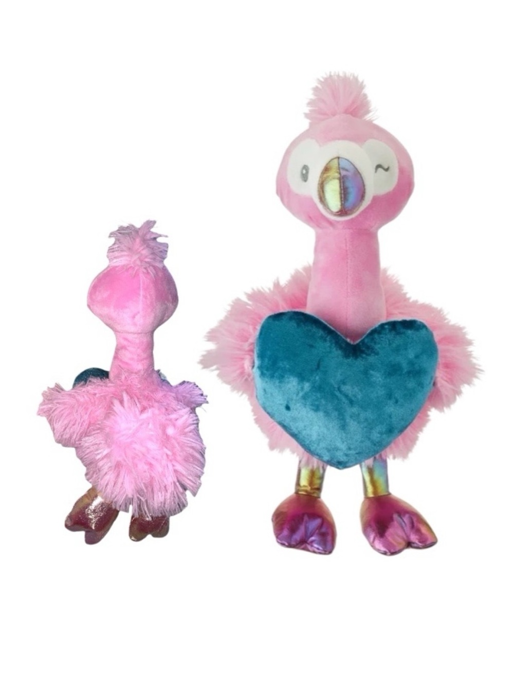 Pink Flamingo With Blue Heart 17” Plush